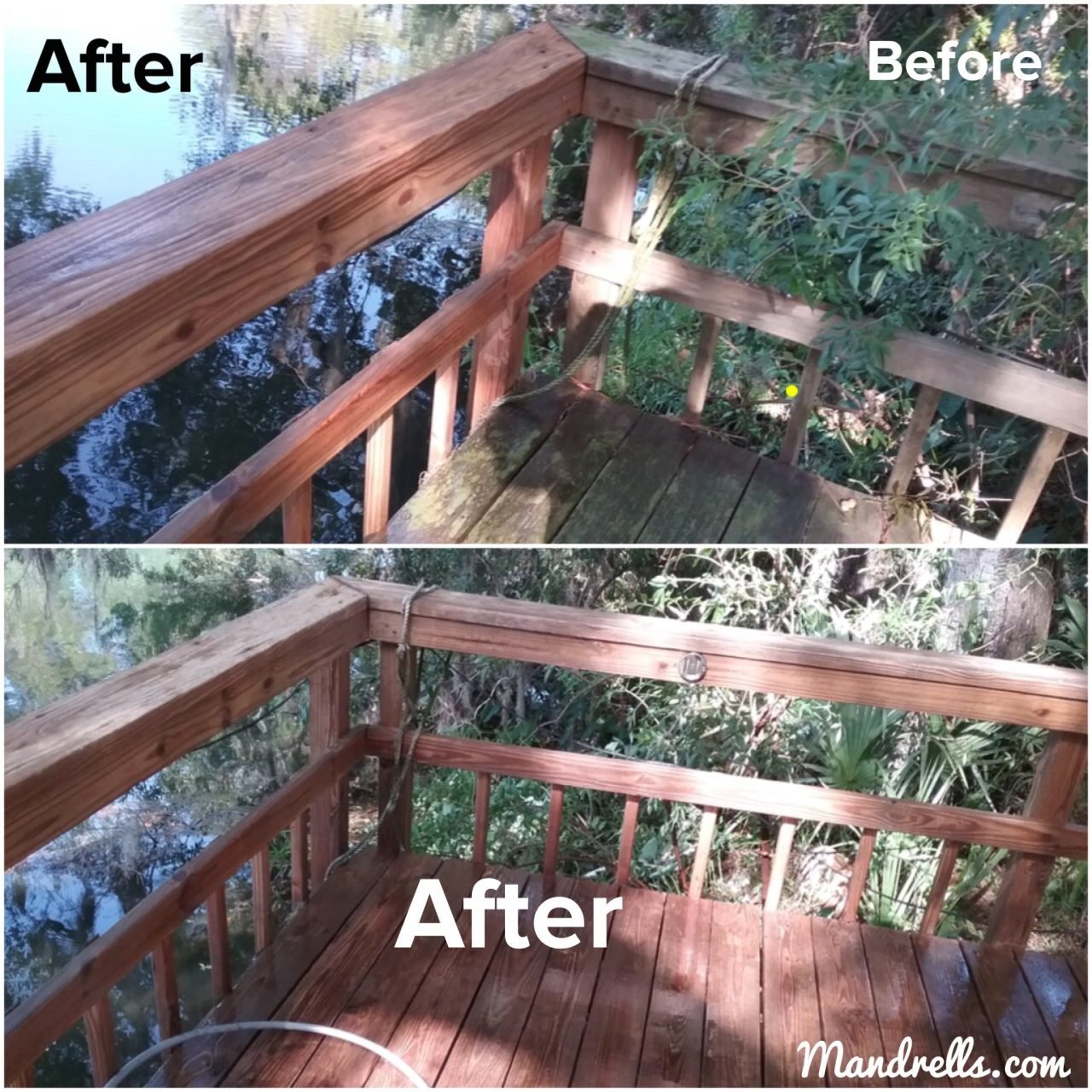 Wooden deck restoration before and after